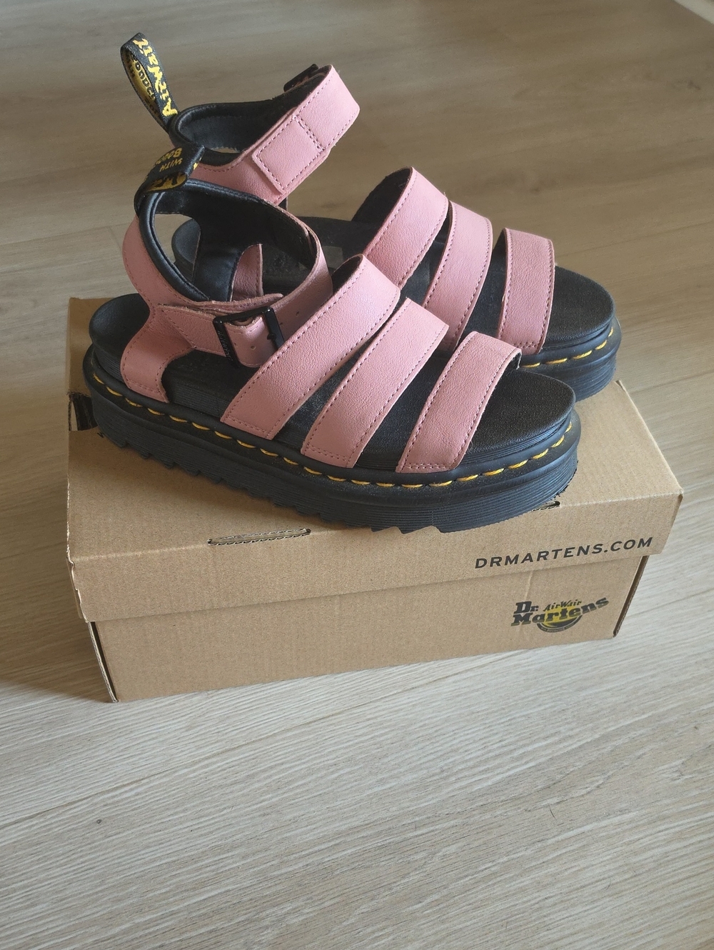Dr. Martens Blaire Peach Beige Platform Strappy Sandals